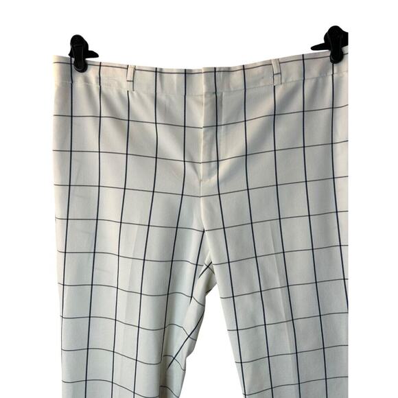 Banana Republic Ryan Pants Size 14L White Black Checkered Mid Rise Straight Leg - Picture 2 of 13